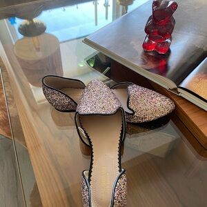 Isaac Mizrahi Sparkly Pink Flats with Pointed Toe